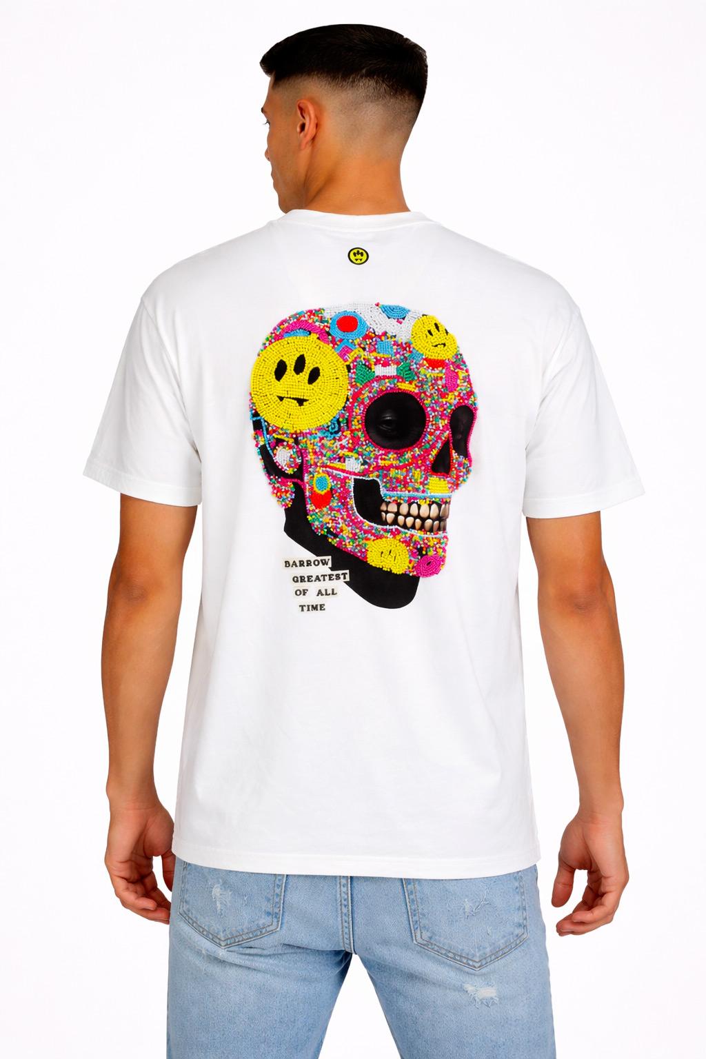 T-Shirt Uomo Teschio in Microperline sul Retro 