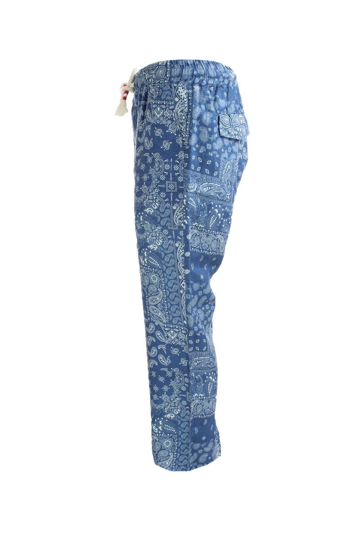 Pantaloni Calais in lino fantasia Bandana 