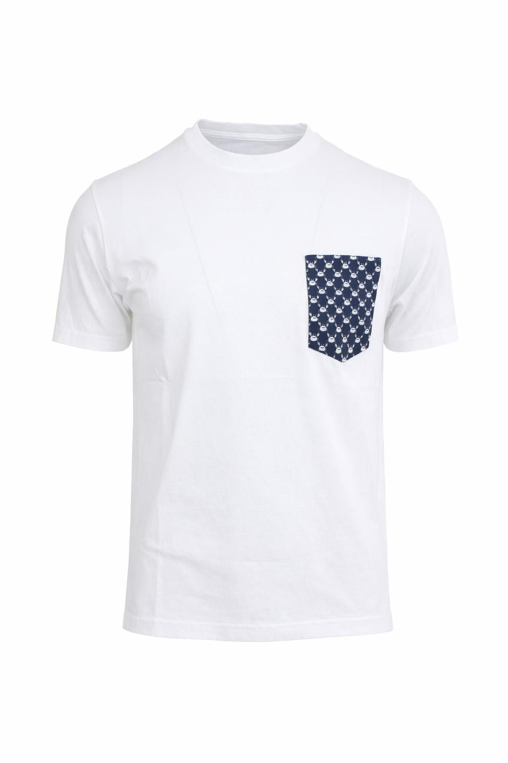 T-shirt uomo con taschino stampa granchii in cotone 