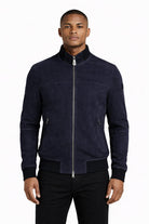 Giubbotto Uomo Sands  in Suede Collo Alto Zip Argento 