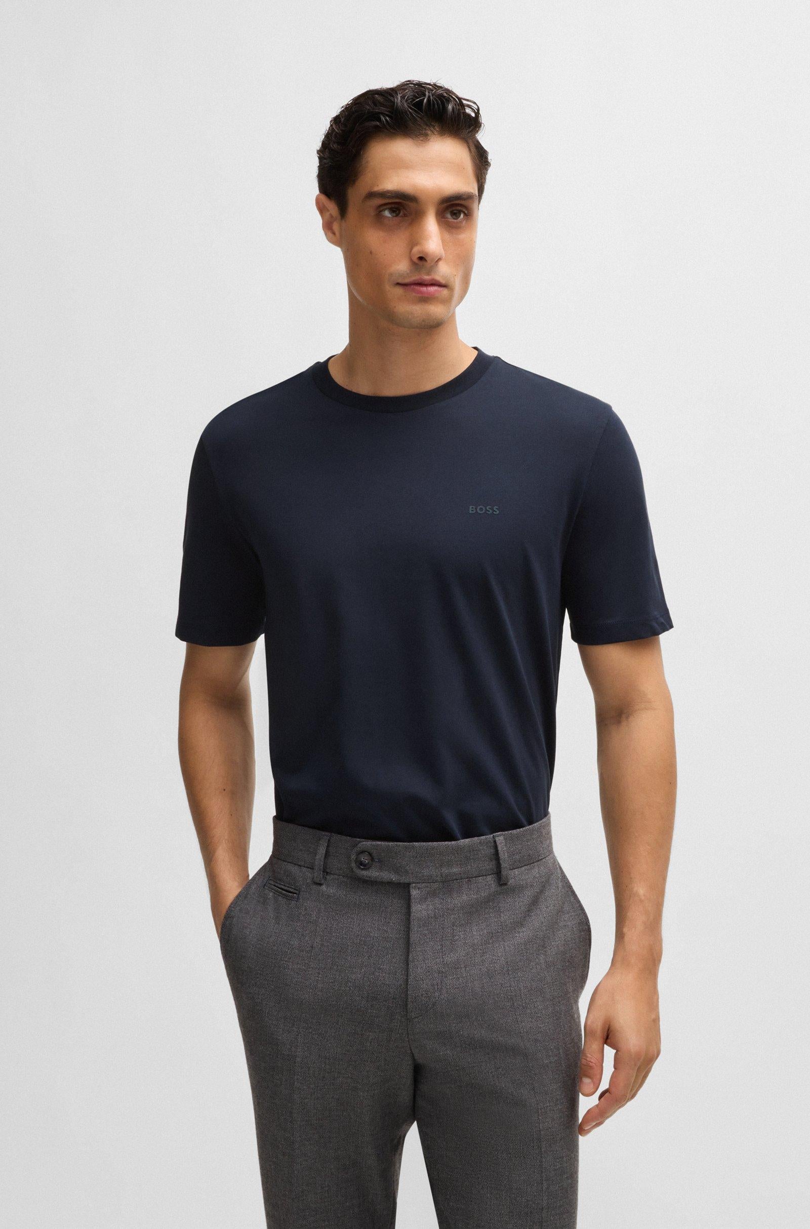 T-shirt mezza manica in cotone con logo Boss 