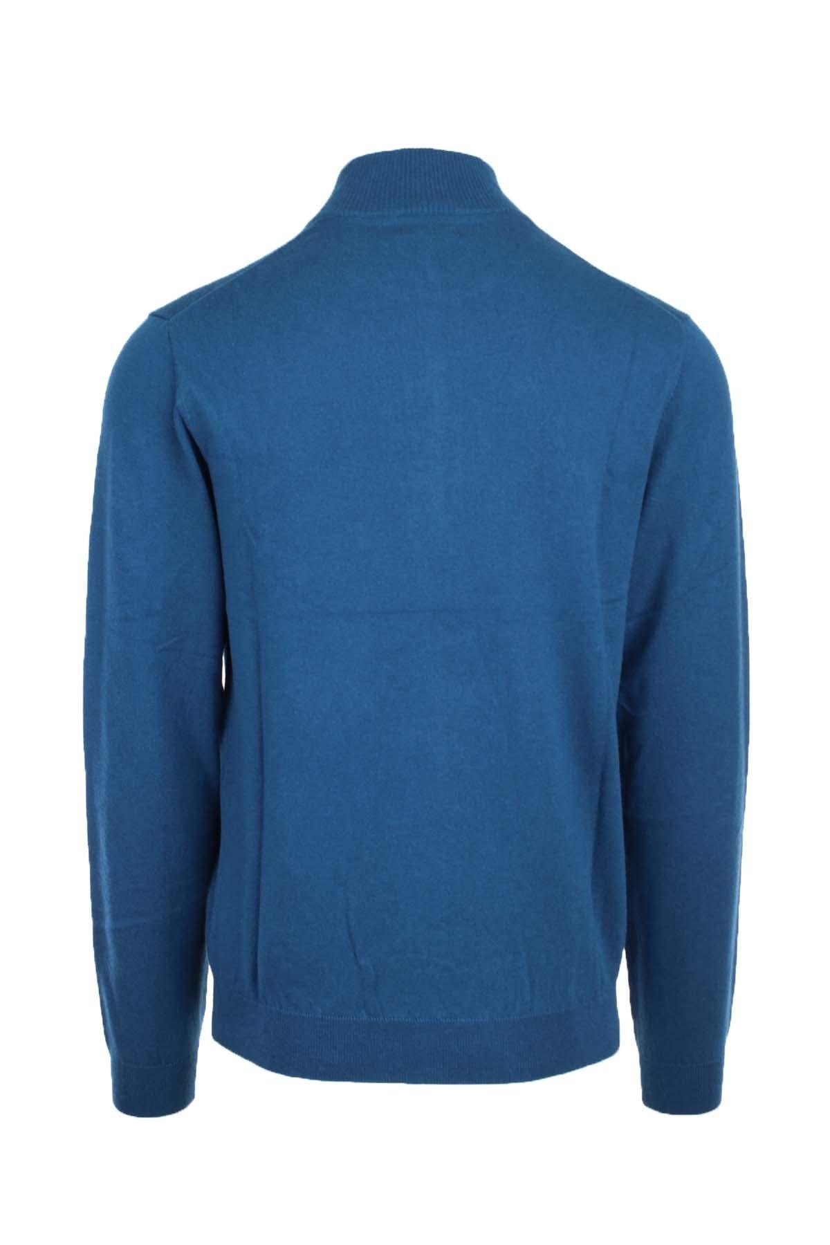 Maglia pullover lupo zip in lana cotone 