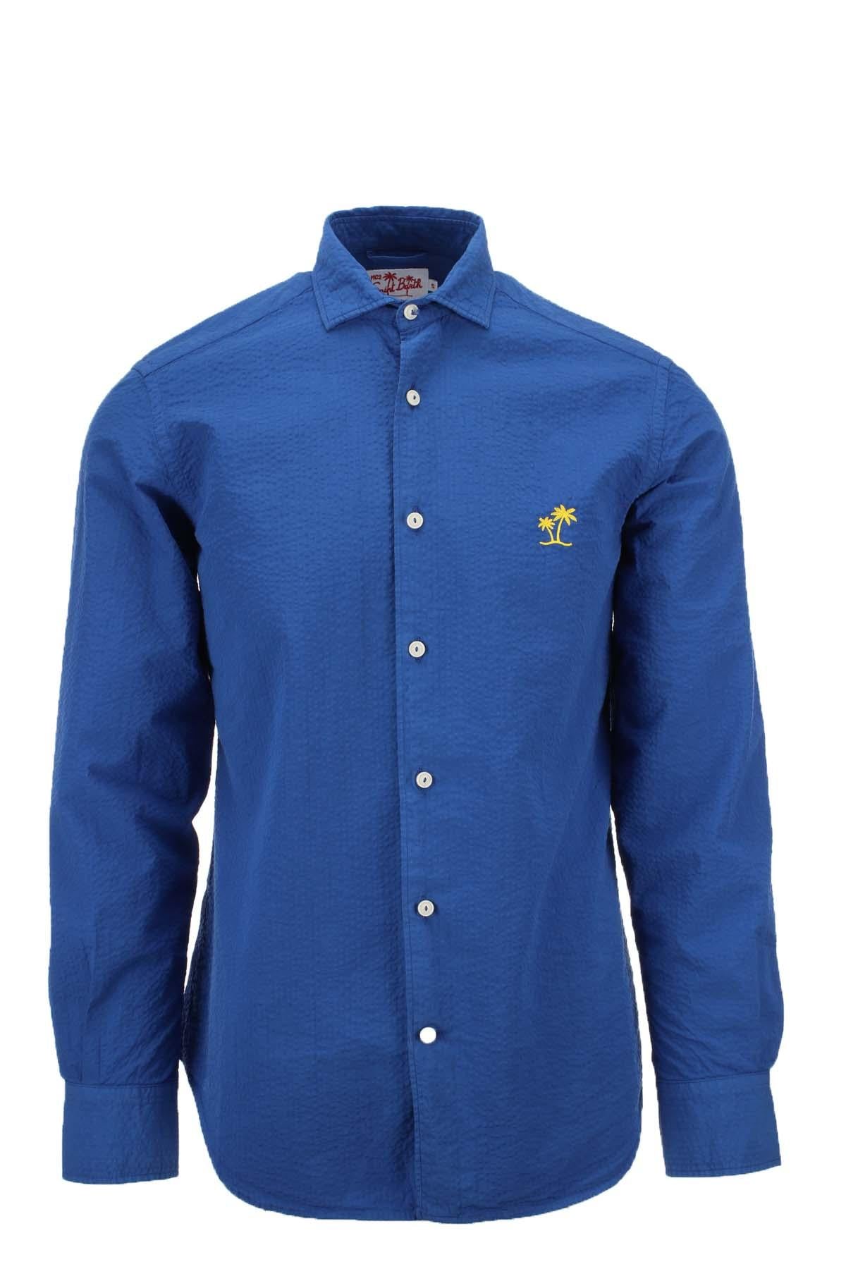 Camicia a righe in cotone seersucker 