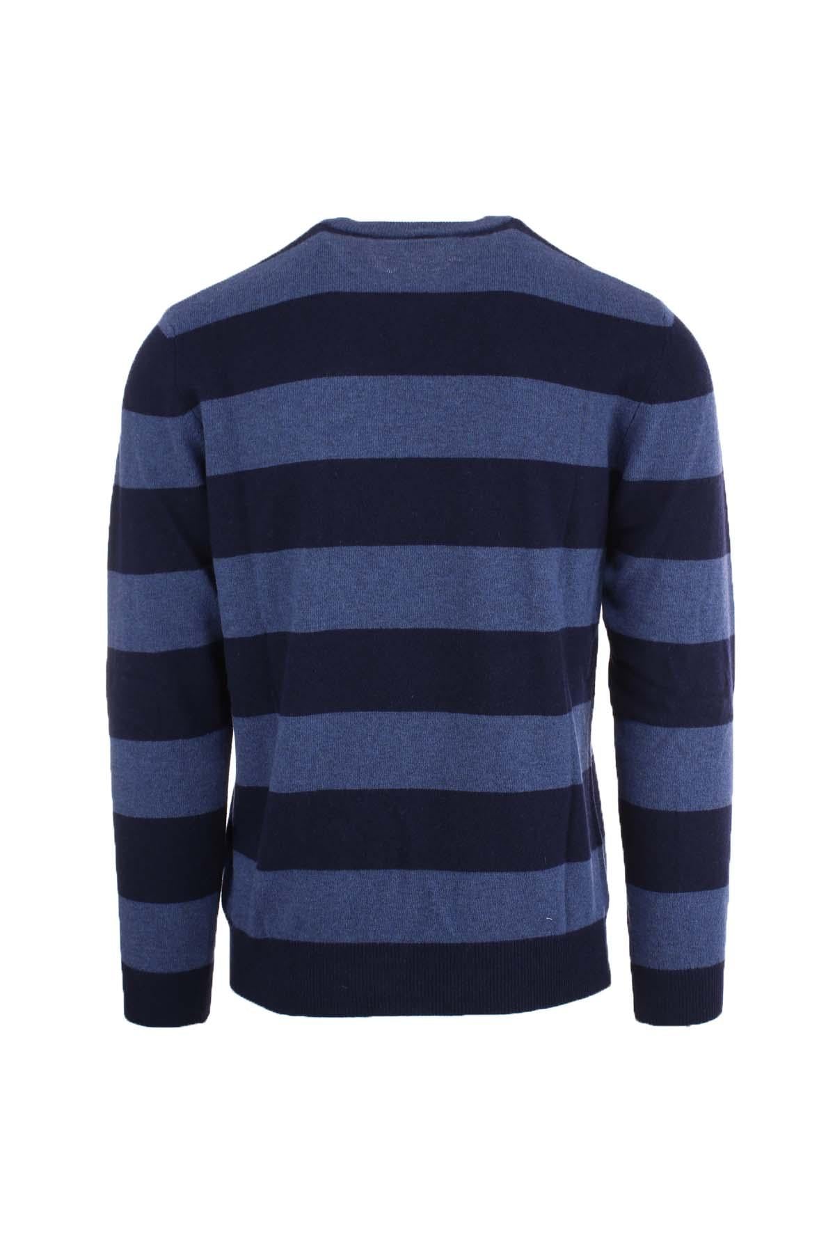 Maglia girocollo in lana con bande orizzontali 