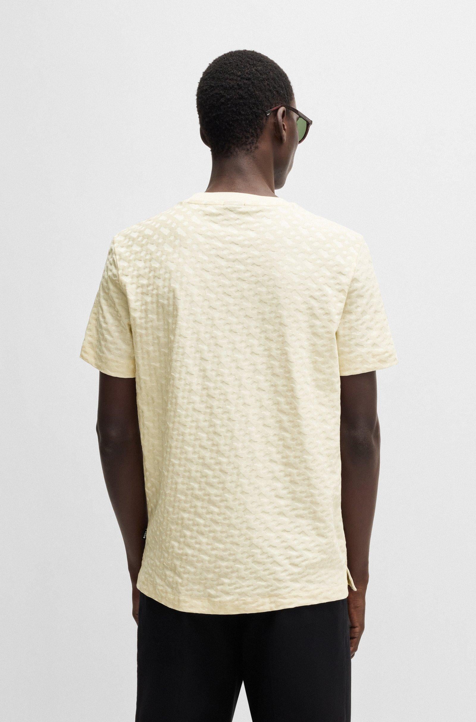 Tshirt mezza manica in cotone con monogrammi Boss 