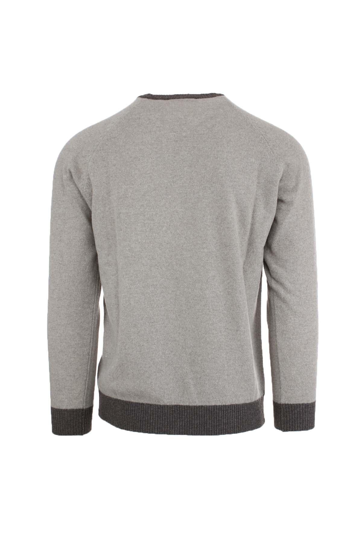 Maglia girocollo in lana bicolore 