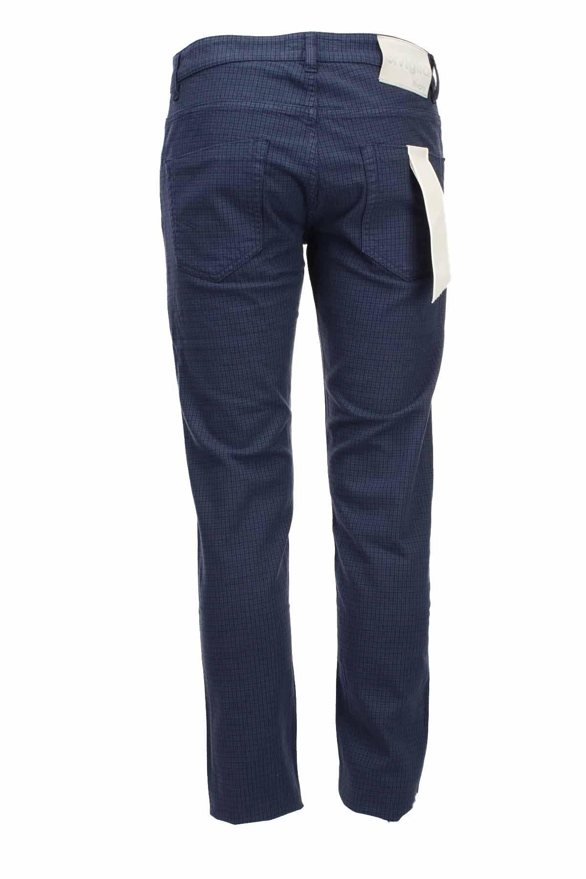 Pantalone 5 tasche cotone stretch microquadro 