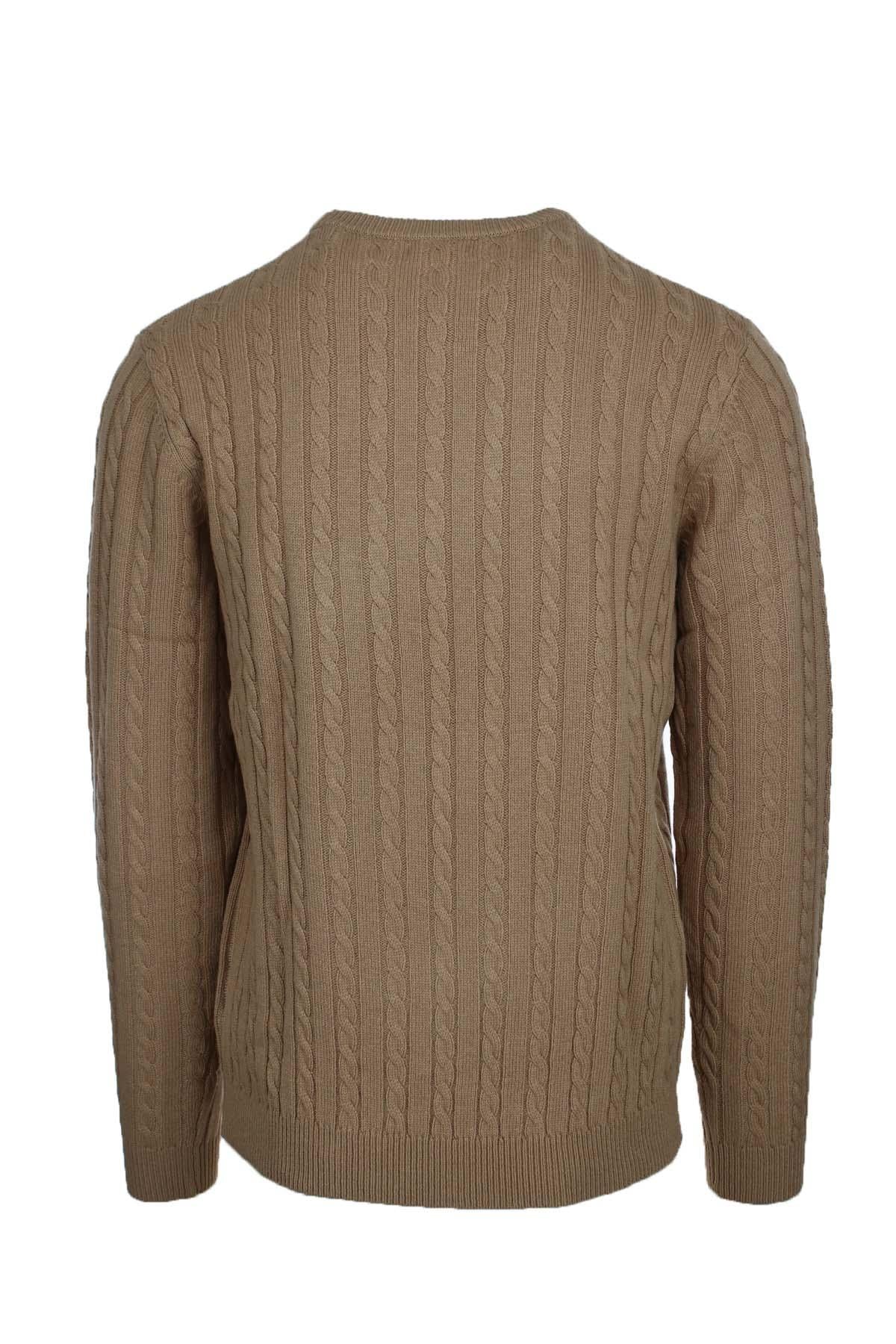 Maglia girocollo in lana a trecce 