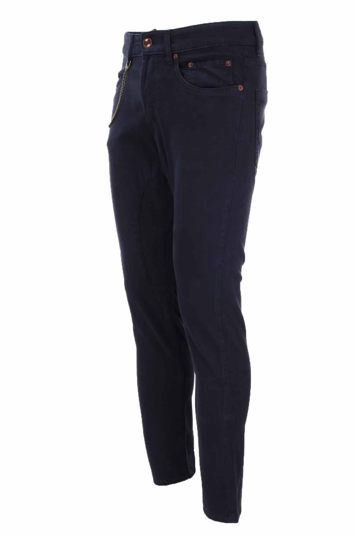 Pantalone 5 tasche in cotone con toppa 