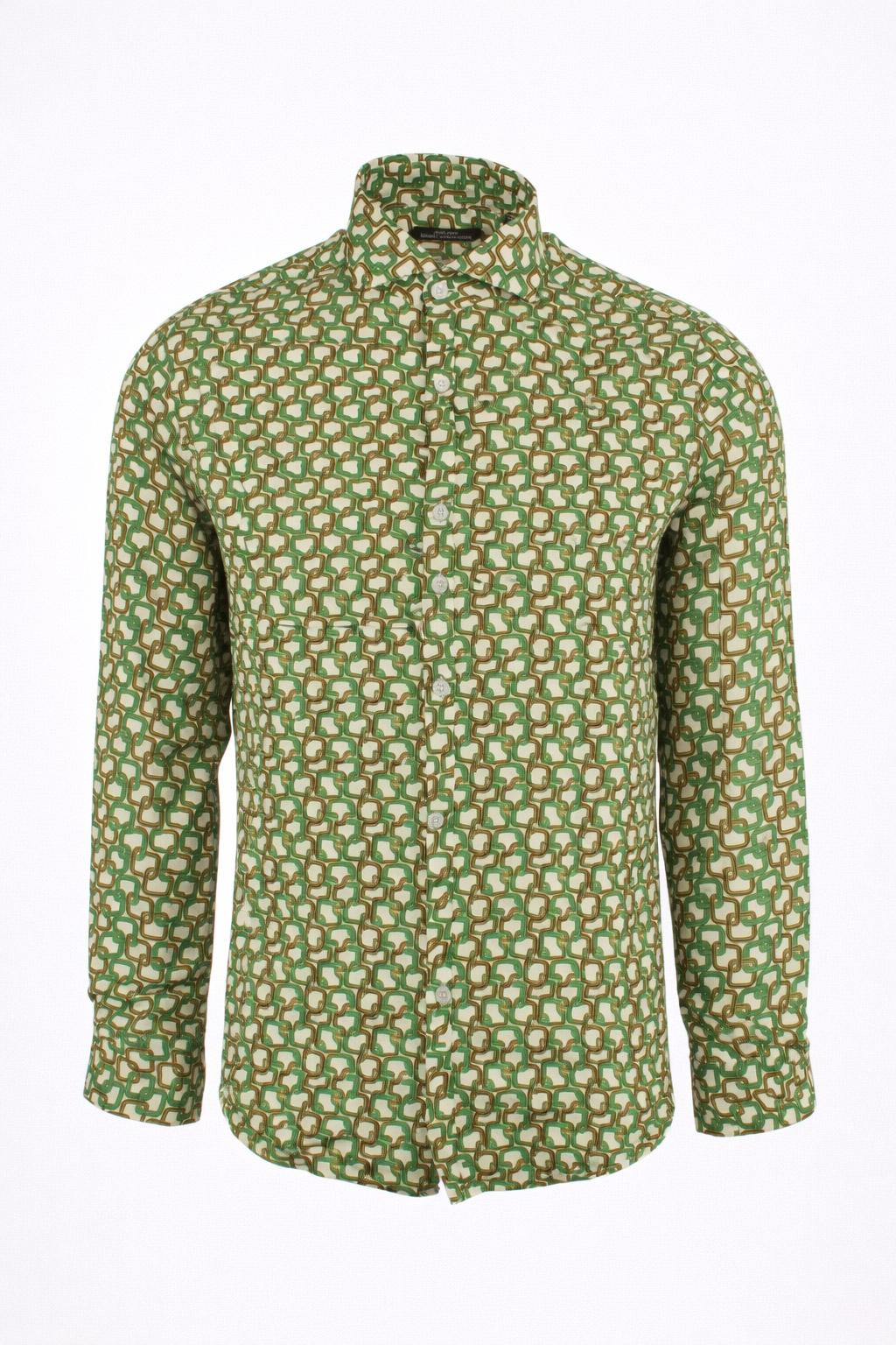 Camicia uomo fantasia geometrica slim fit in viscosa 