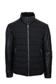 Giubbotto bomber  in pelle e nylon imbottito