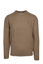 Maglia girocollo in lana a trecce 