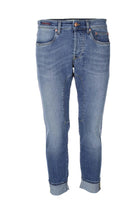 Jeans denim 5 tasche con toppe 