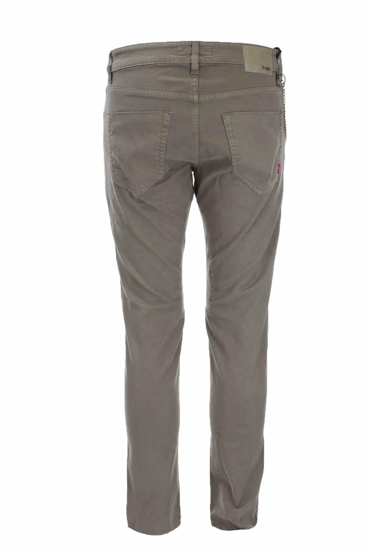 Pantalone 5 tasche in cotone con toppa 