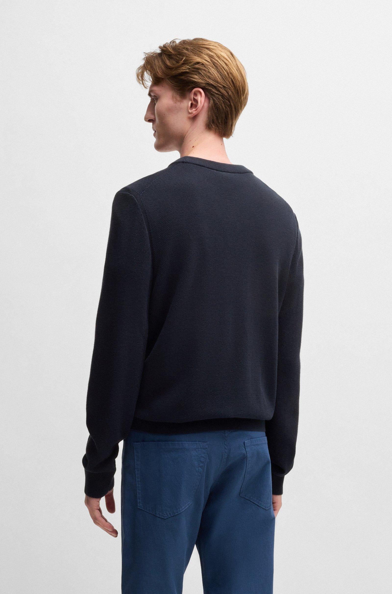 Maglione in cotone lavorato grana riso 