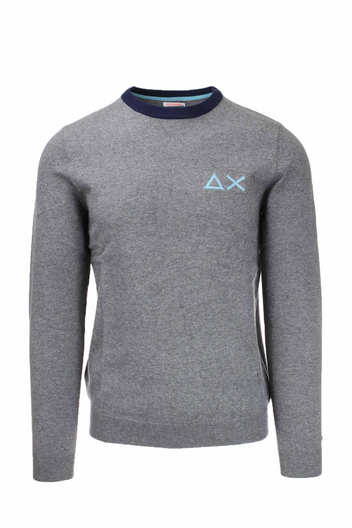 Pullover girocollo unito collo in contrasto 