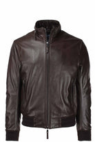 Giubbotto bomber in pelle collo aviatore 