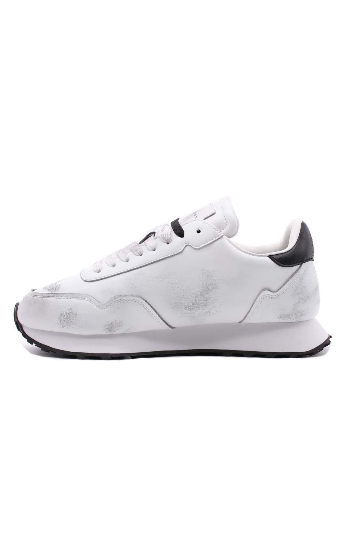 Sneaker  in Nappa effetto used con Logo Lettering 