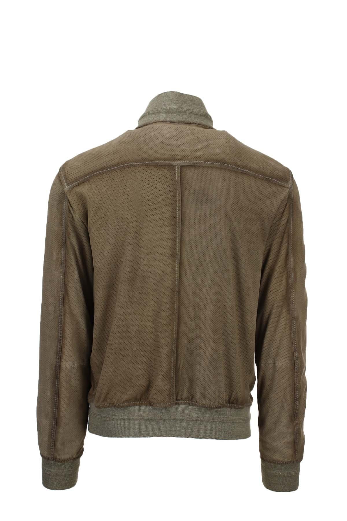 Giubbotto in pelle scamosciata microforata 