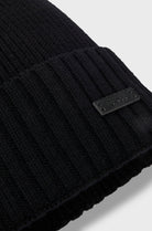 Cappellino in lana con risvolto e logo boss 