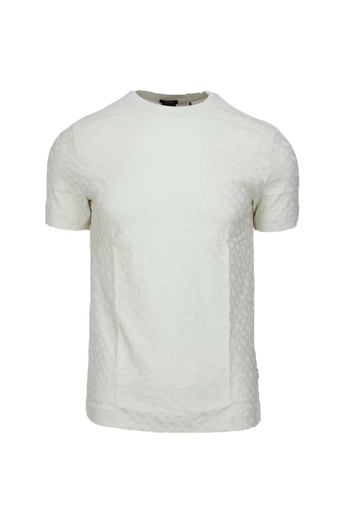 Tshirt mezza manica in cotone con monogrammi Boss 