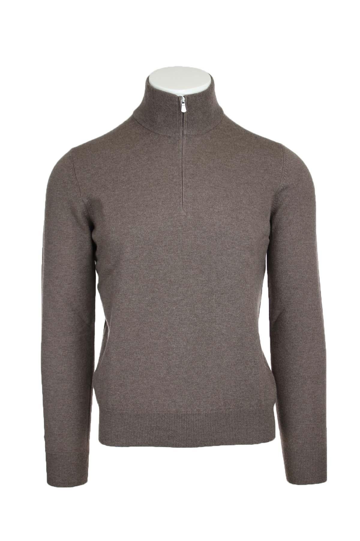Lupetto zip in lana e cachemire 