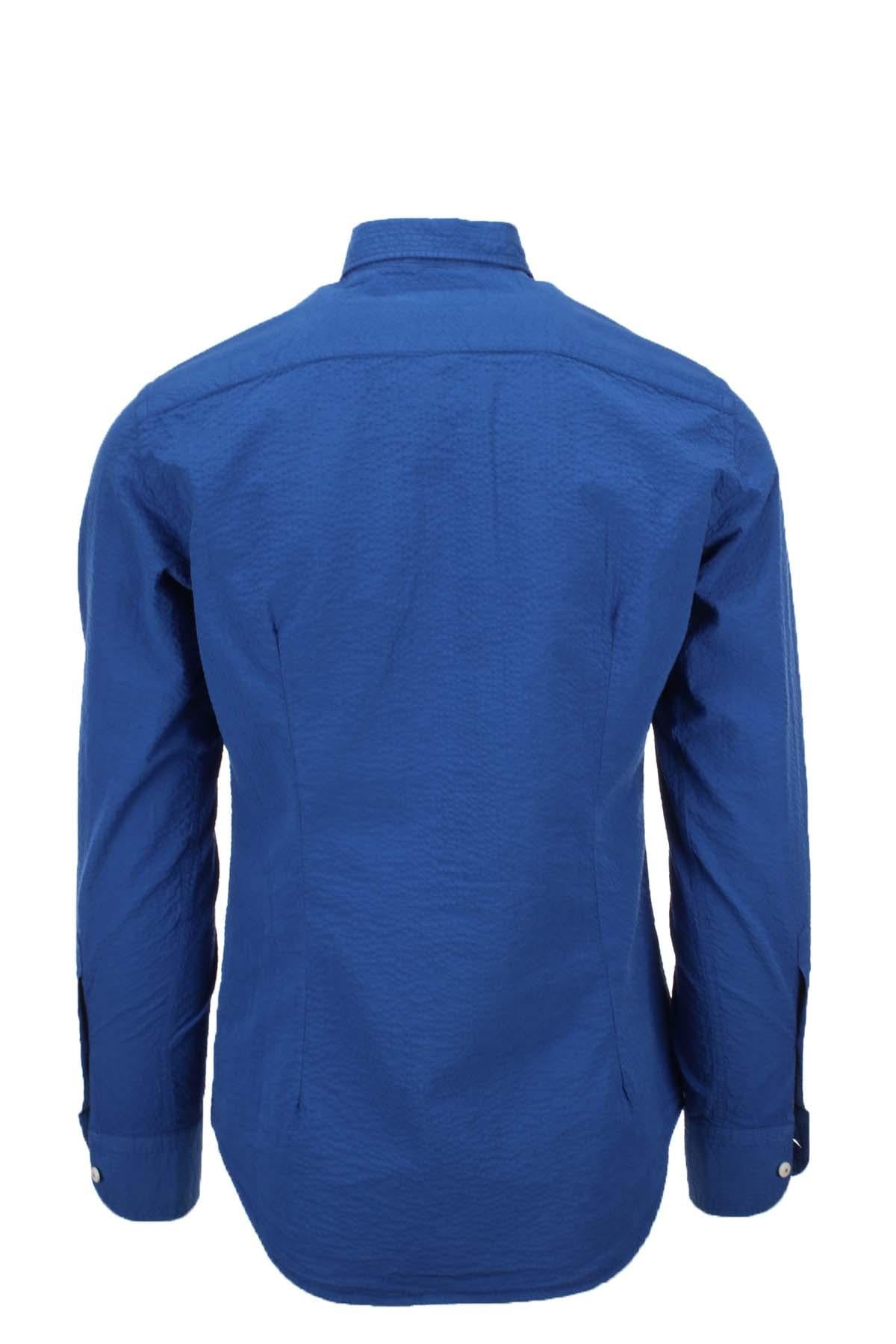 Camicia a righe in cotone seersucker 