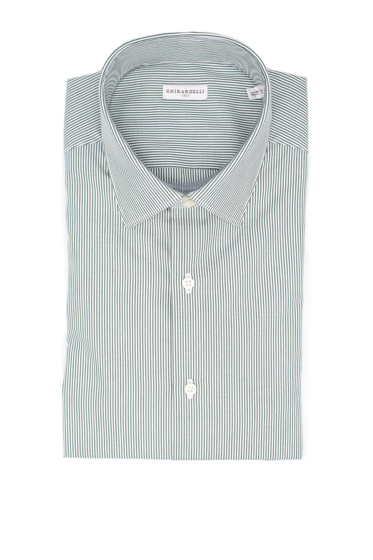 Camicia manica lunga riga in cotone 