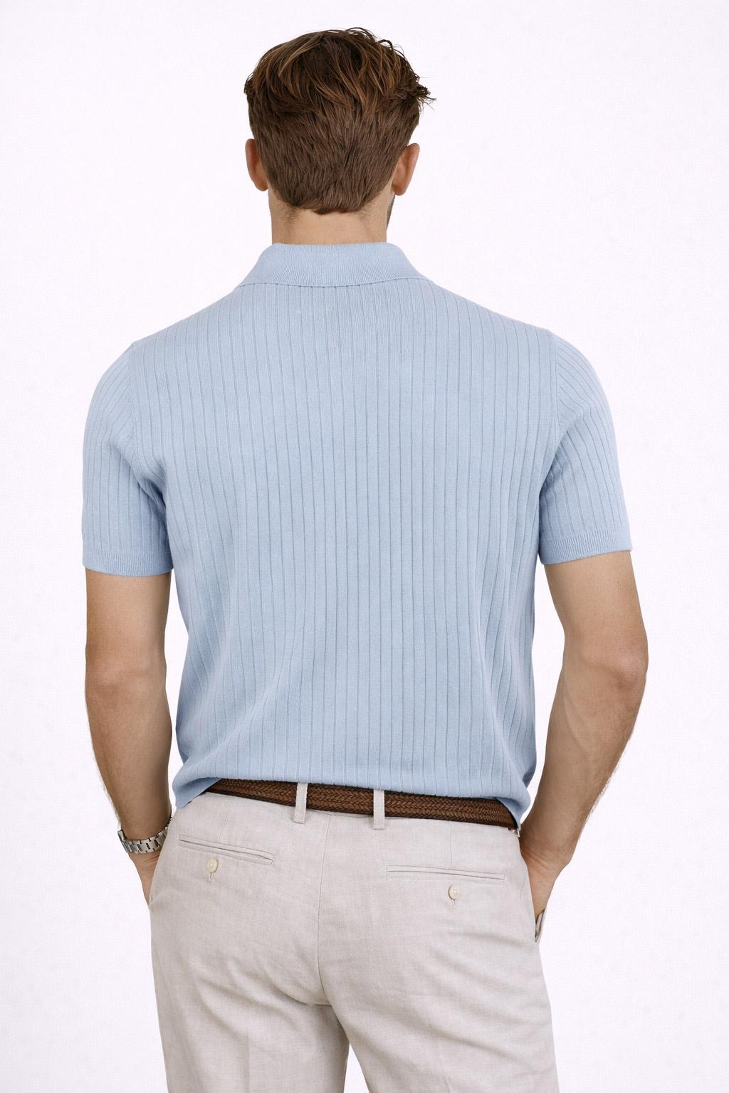 Polo Uomo Cotone Lino Tennis Righe 