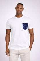 T-shirt uomo con taschino stampa cavalli marini in cotone 