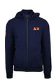felpa cardigan zip con cappuccio dettagli fluo