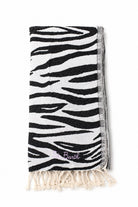 Telo Mare in Cotone fantasia zebra con Frange 