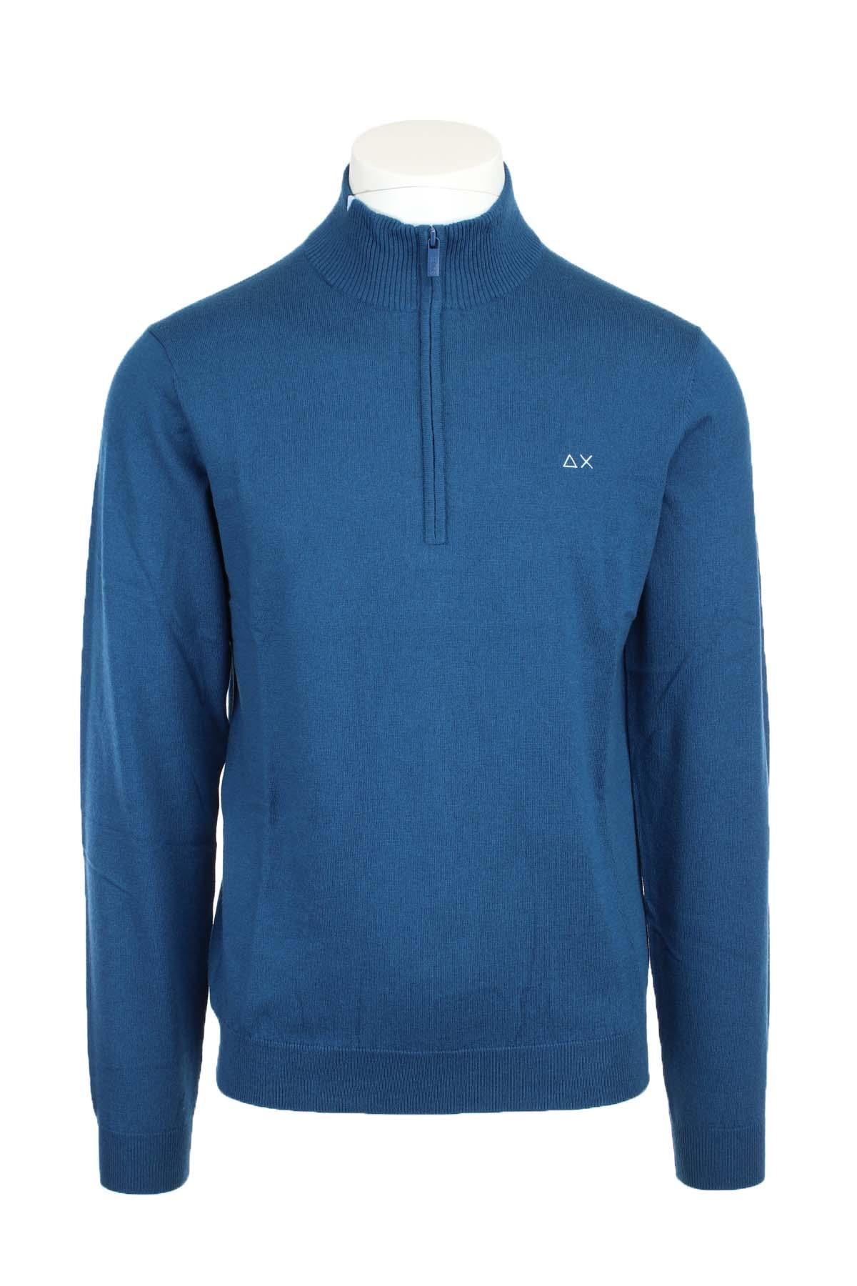Maglia pullover lupo zip in lana cotone 