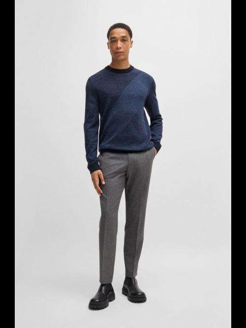 Maglia girocollo in lana jacquard bicolore 