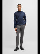 Maglia girocollo in lana jacquard bicolore 