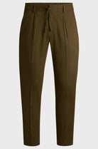 Pantaloni in misto lino con elastico e coulisse 
