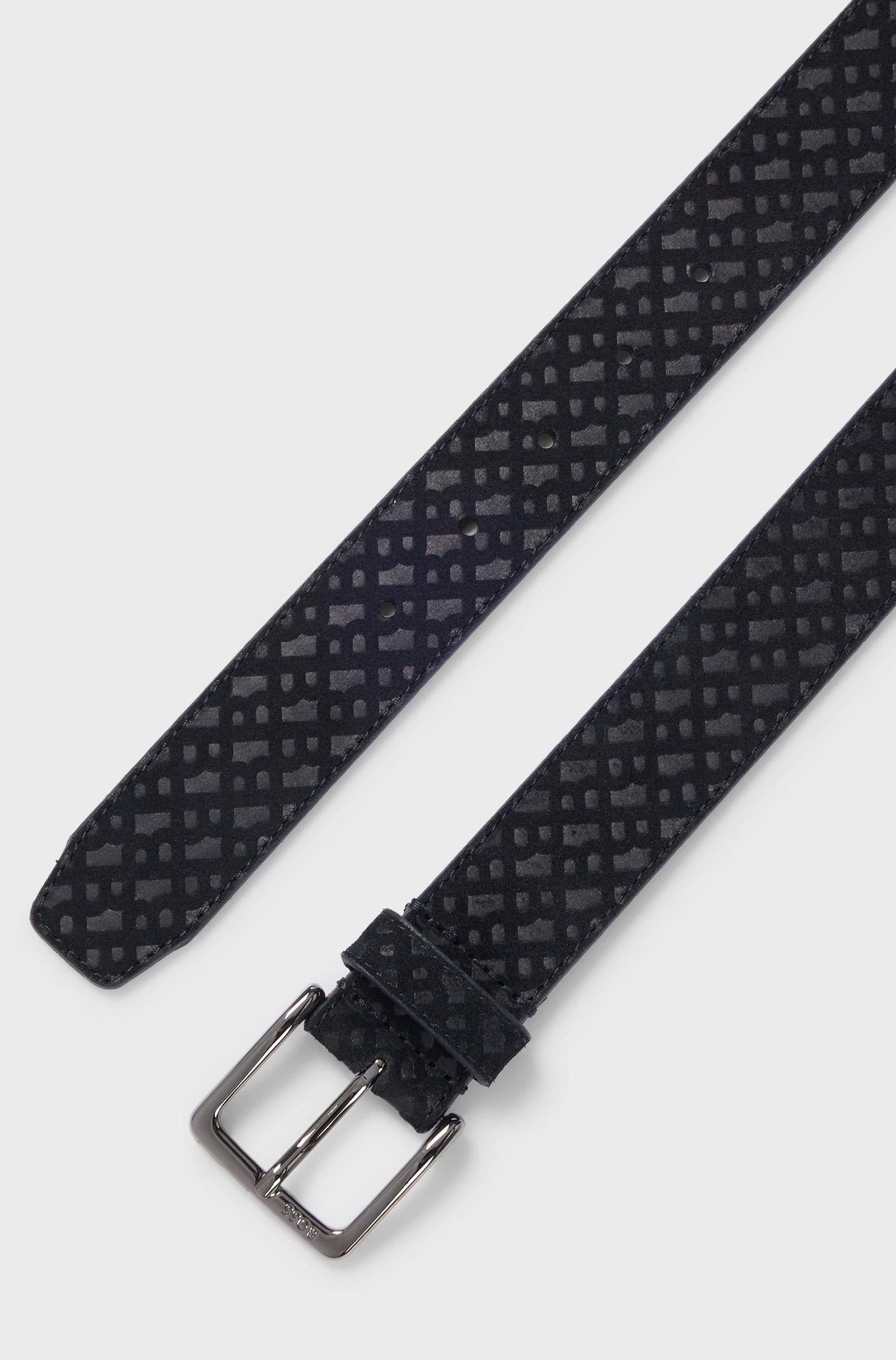 Cintura in pelle scamosciata con monogramma 