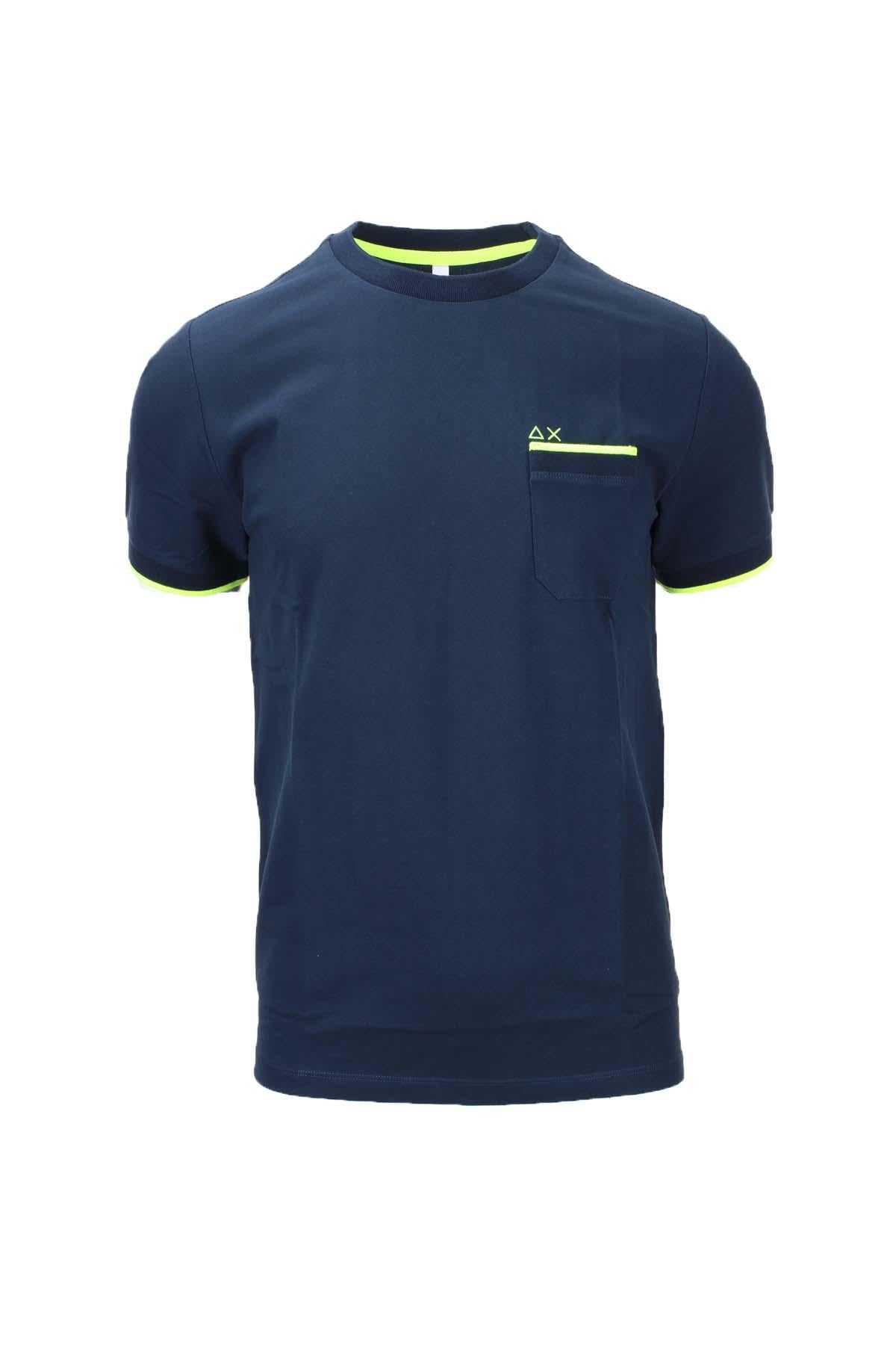 T-Shirt con taschino in cotone piquet dettagli fluo 