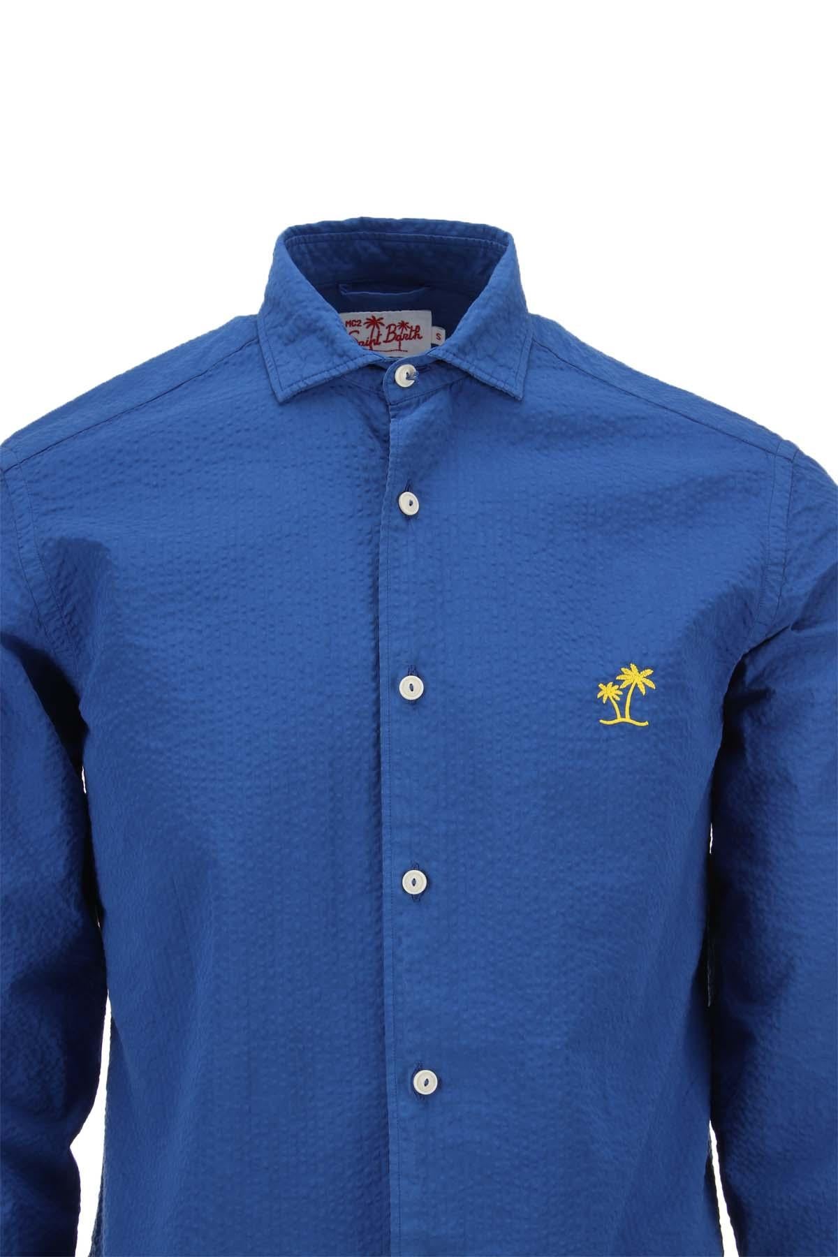 Camicia a righe in cotone seersucker 