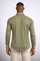 Camicia uomo fantasia geometrica slim fit in viscosa 