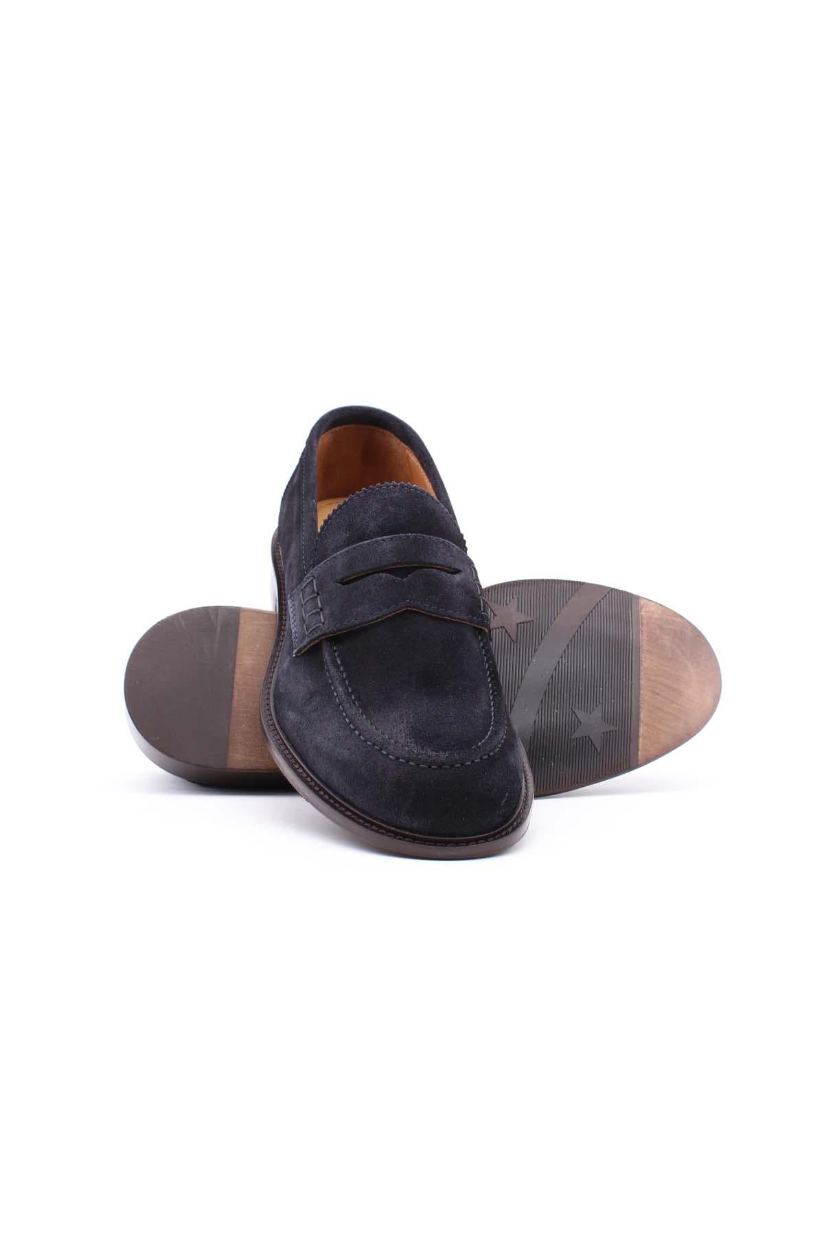 Mocassini in camoscio con fondo cuoio e gomma 