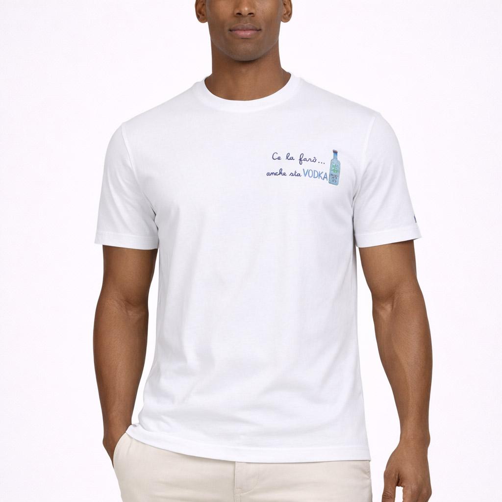 Tshirt Uomo in Cotone Ce la farò anche sta vodka 