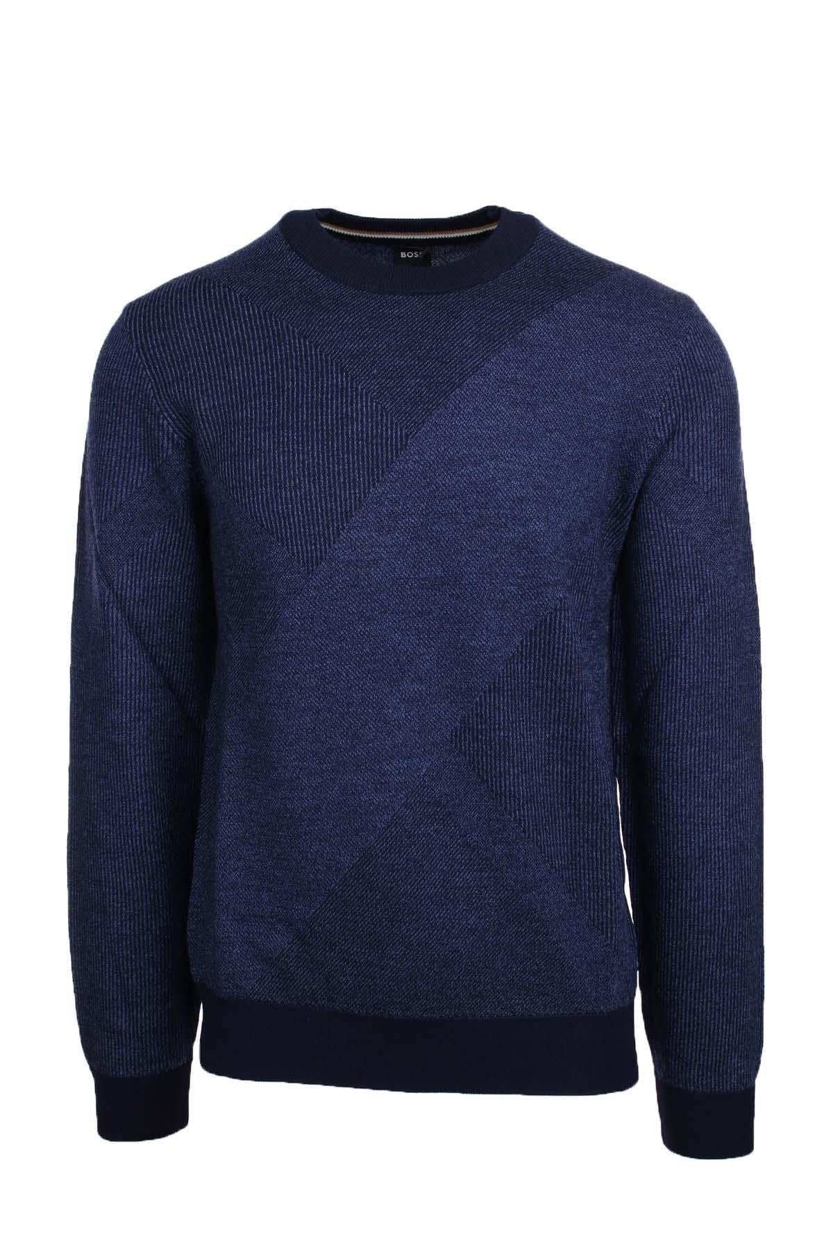 Maglia girocollo in lana jacquard bicolore 