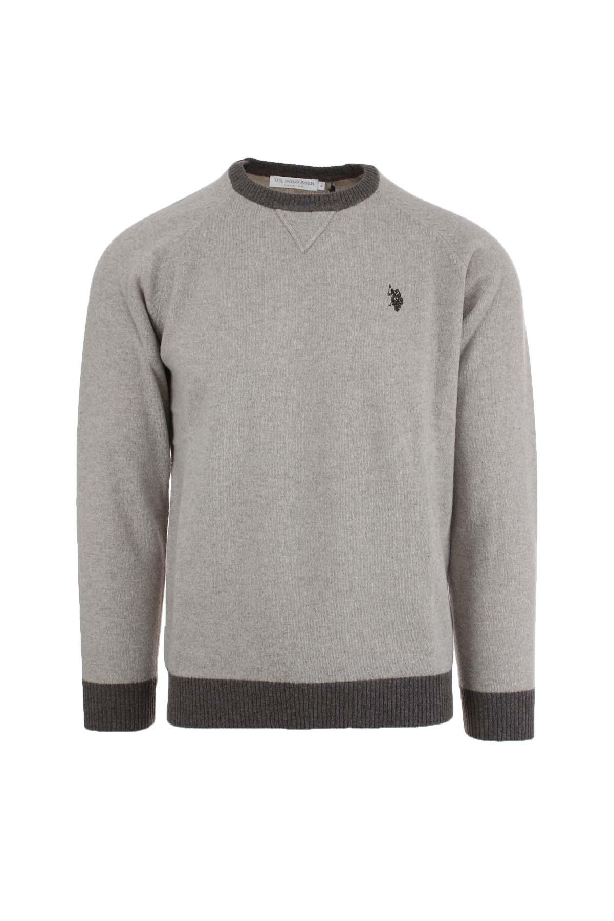 Maglia girocollo in lana bicolore 