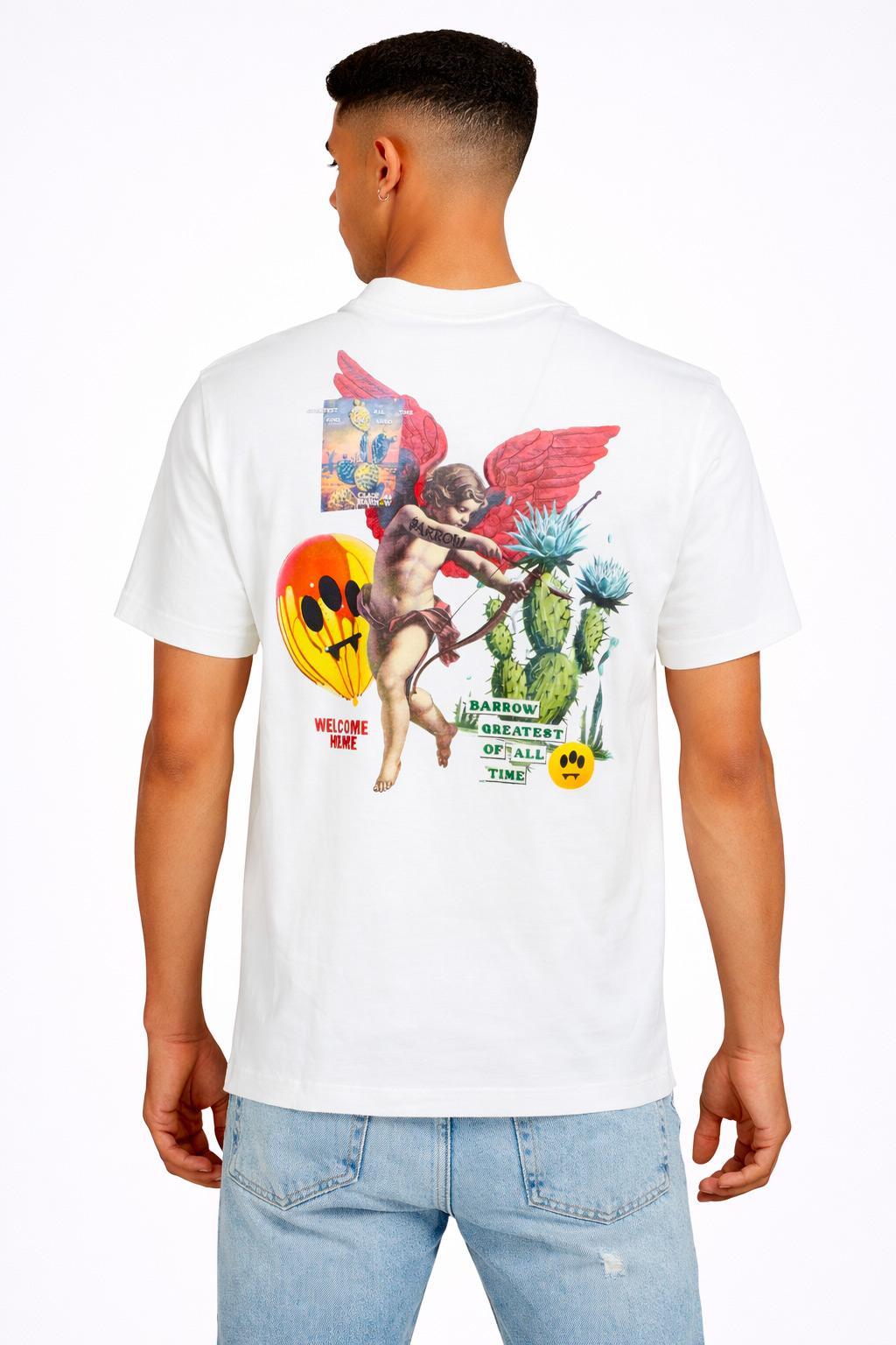 T-Shirt Uomo Lettering Stampa Angelo Retro 