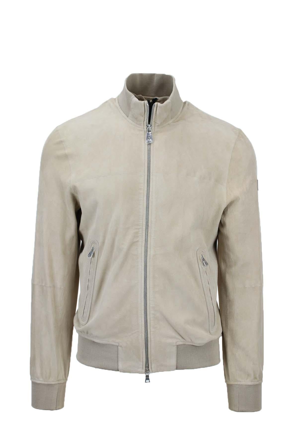 Bomber in pelle scamosciata 