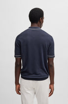 Polo mezza manica in misto lino con zip 