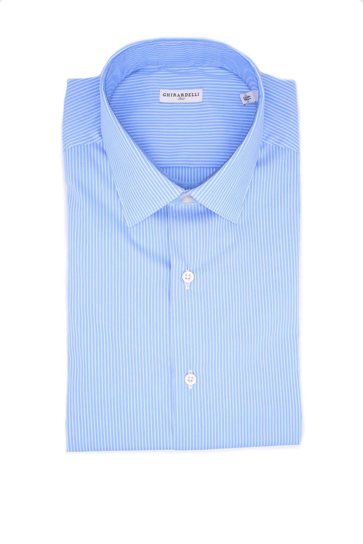 Camicia manica lunga riga in cotone 