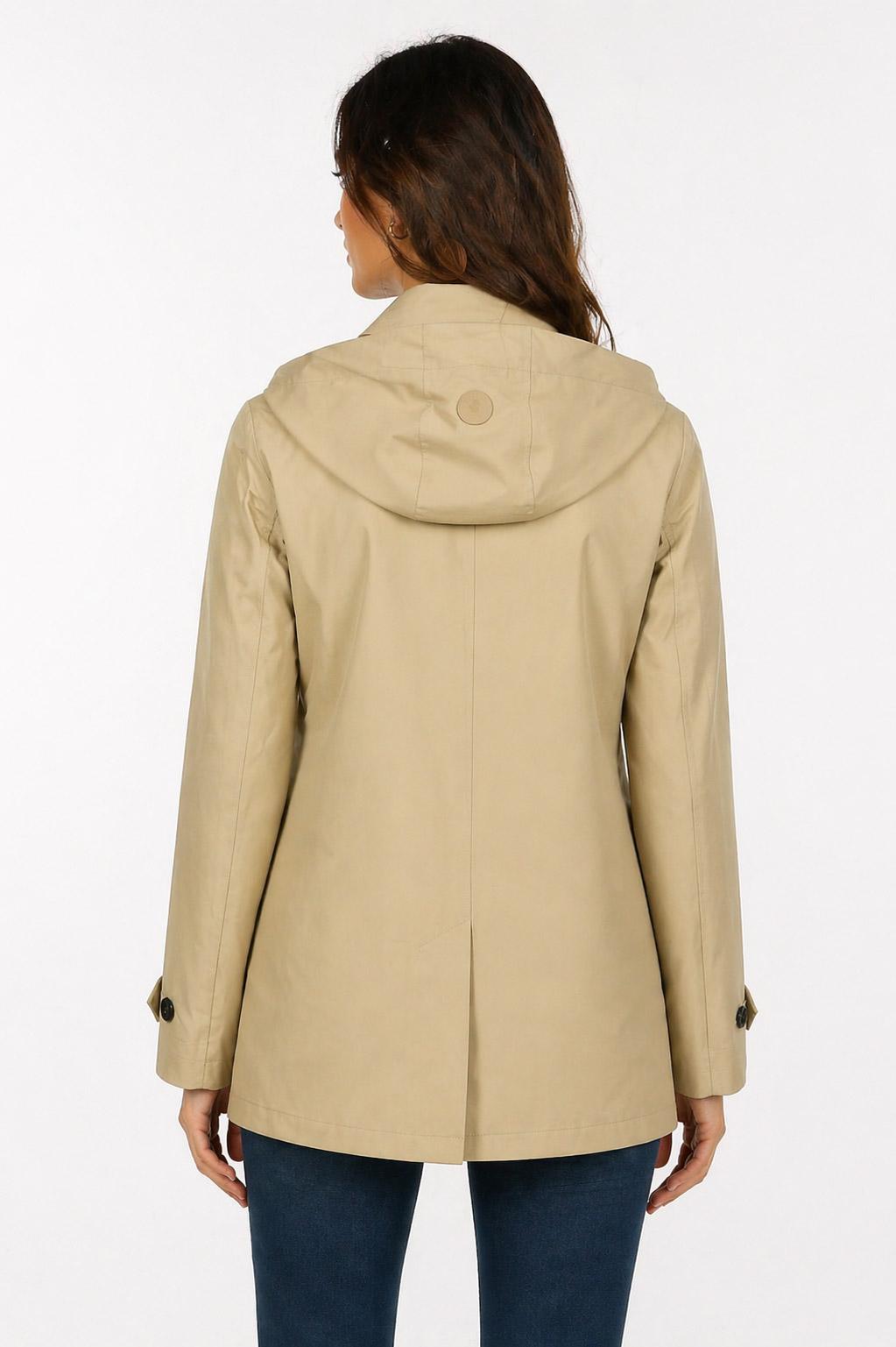 Caban Donna con Cappuccio in Tessuto Tecnico 