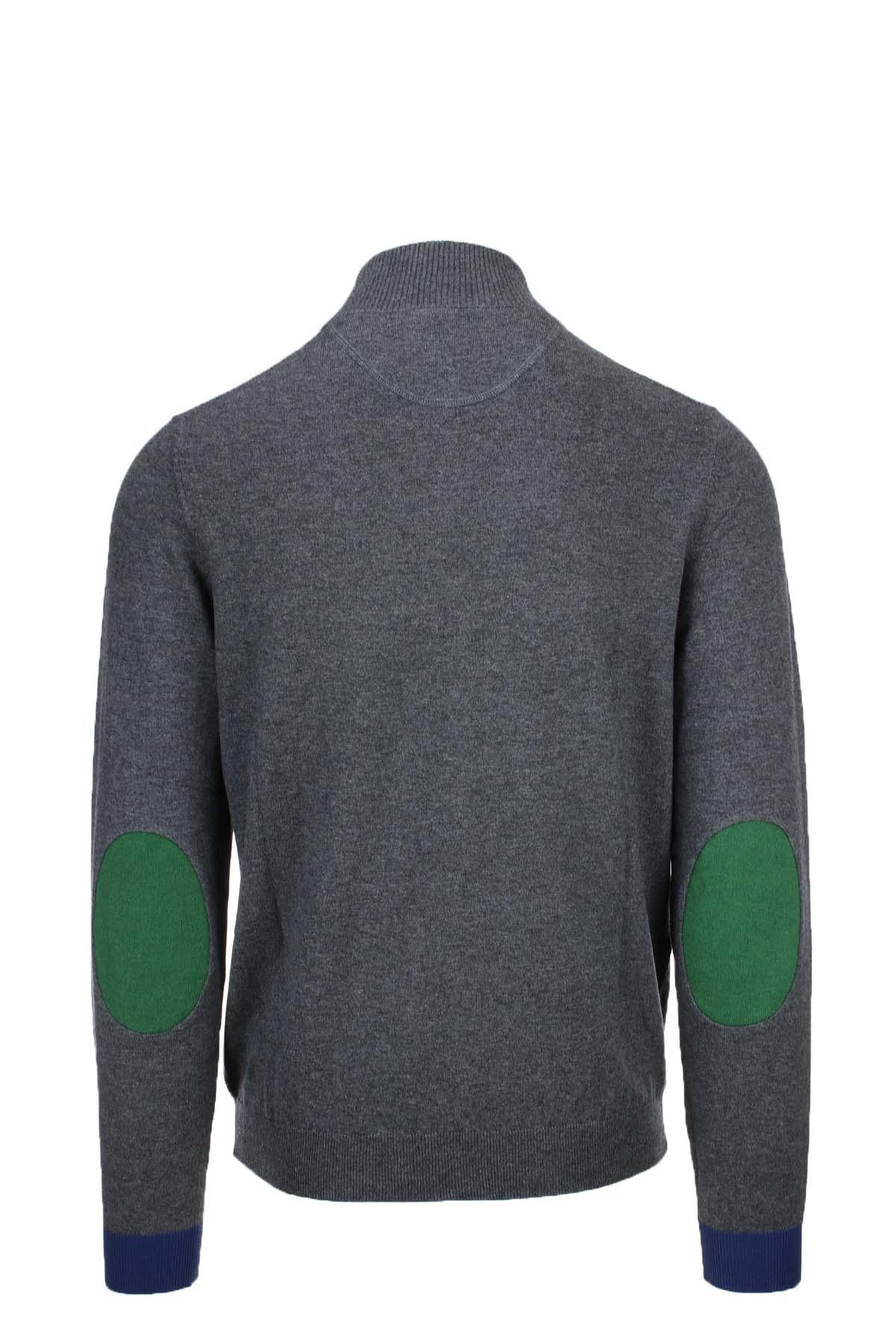 Maglia pullover lupo zip con toppe 
